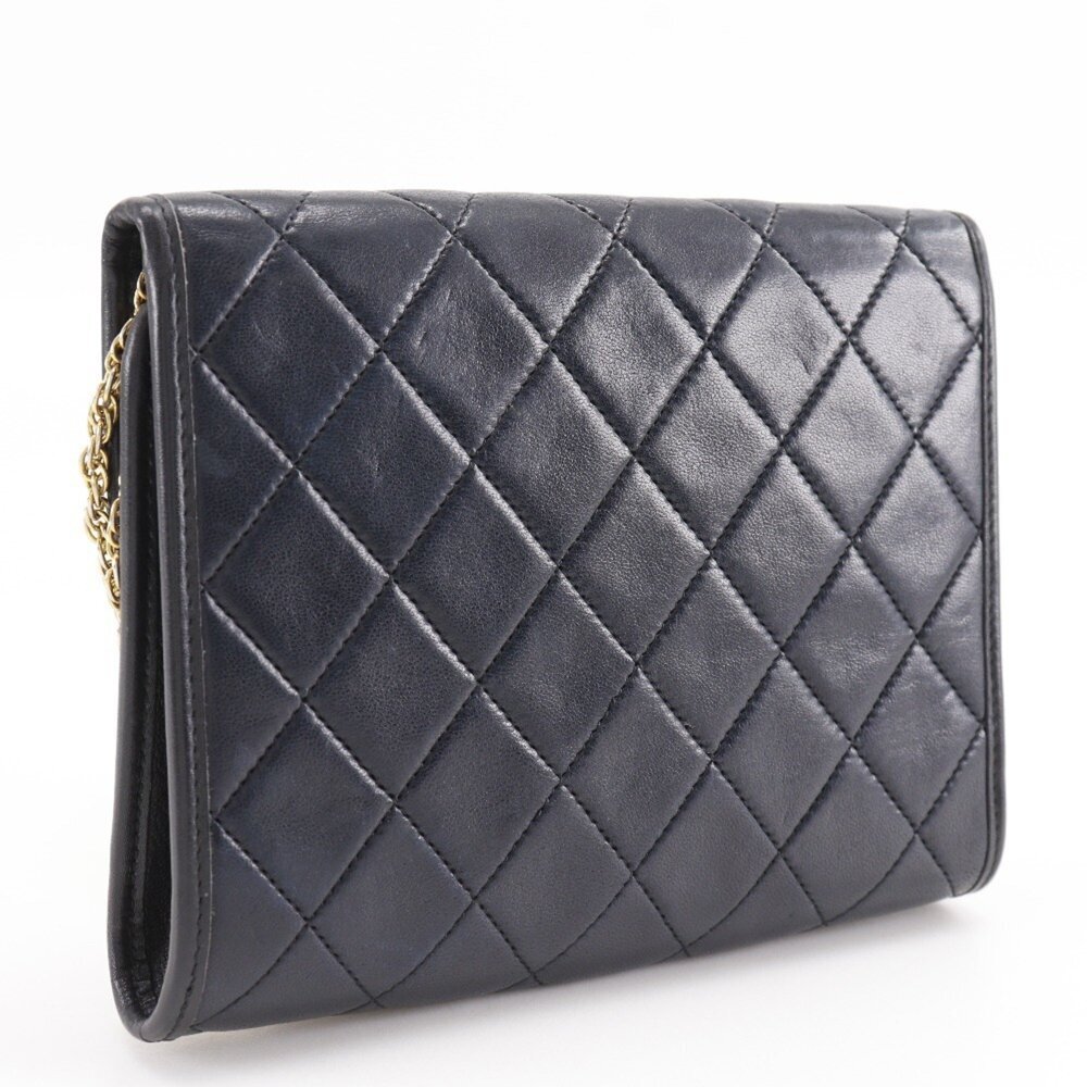 CHANEL Black Lambskin Leather Pochette Shoulder Bag - Picture 3 of 16